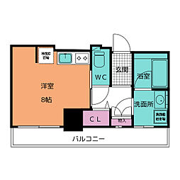 アヴェニール徳川 ワンルームの間取図画像