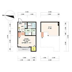 ハーモニーテラス金屋2 1Kの間取図画像