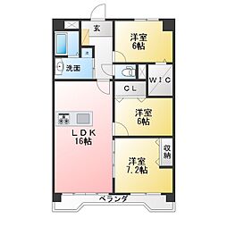 レジデンス山王 3LDKの間取図画像