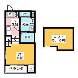 HealingTerrace ワンルームの間取図画像