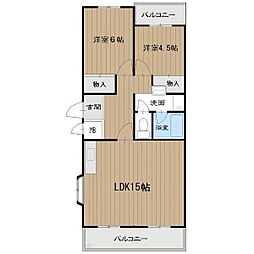 デュオ・キシモト 2LDKの間取図画像