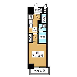 リバーコート砂田橋2 1Kの間取図画像