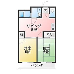 なごやセントポリア 2LDKの間取図画像