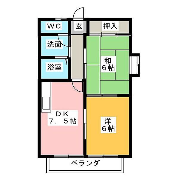 マックイーンＡ棟 202｜愛知県名古屋市西区赤城町(賃貸アパート2DK・1階・43.74㎡)の写真 その2