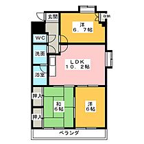 ロイヤルオタイ 4-A ｜ 愛知県名古屋市西区中小田井３丁目（賃貸マンション3LDK・4階・65.02㎡） その2