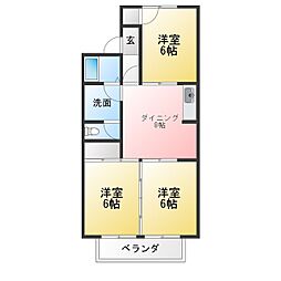 メゾンプレフェーレ 3DKの間取図画像