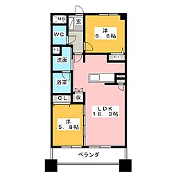 THE PARK TOKINOTERRACE 6階2LDKの間取り
