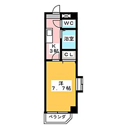Radiant1 1Kの間取図画像