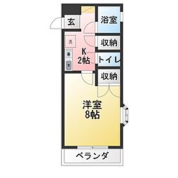 アストリー赤城 1Kの間取図画像