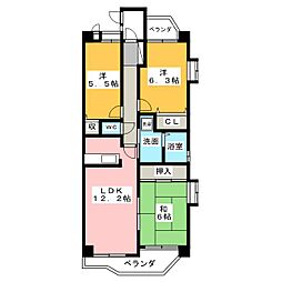 ロイヤルパレスフジ 3LDKの間取図画像