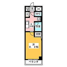 サンガーデン五才美 1Kの間取図画像