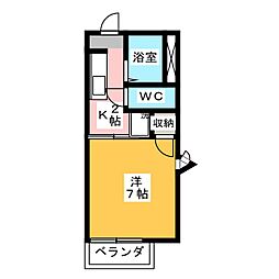ドミールフォーレ 1Kの間取図画像