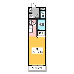 アヴァンス日ノ出 1Kの間取図画像