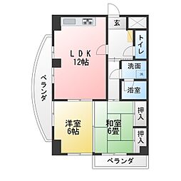 ネオハイツ旭 2LDKの間取図画像