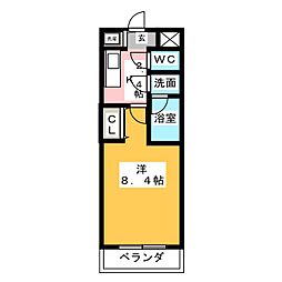 シャルトルーズ 1Kの間取図画像