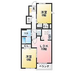 アクテュエル 2LDKの間取図画像