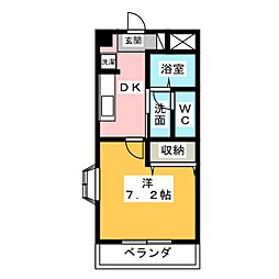 フローレンス大黒 1Kの間取図画像