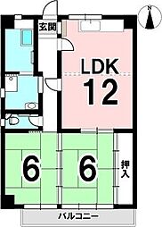 比良コーポラス 2LDKの間取図画像