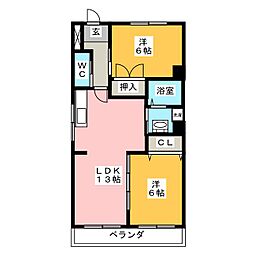 ハイツ平田 2LDKの間取図画像