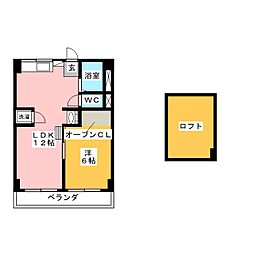 シーズンコート上小田井西1 1LDKの間取図画像