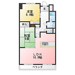 グランドゥール二方 2LDKの間取図画像