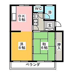 セントヒル 1階2DKの間取り