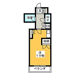 ハイネス本山 4階ワンルームの間取り
