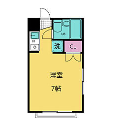 シーエル東山 3階ワンルームの間取り