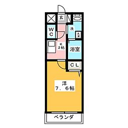 ロッキー川崎 1Kの間取図画像