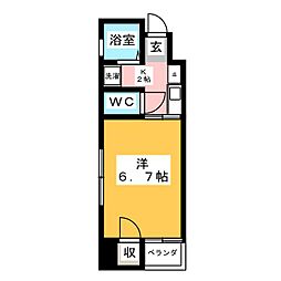 サンアップロイヤルガーデン広小路 1Kの間取図画像
