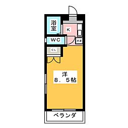 シェリーアルモン 1Kの間取図画像