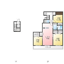 グリーンタウン赤坂 3LDKの間取図画像