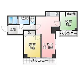 シャンボール覚王山 2LDKの間取図画像