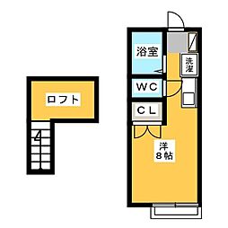 パークサイド春里 ワンルームの間取図画像