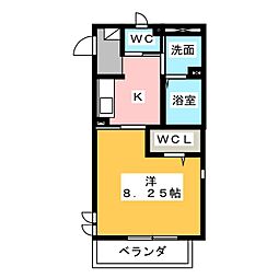 モンペール 1Kの間取図画像