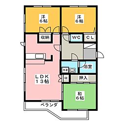 アルシュKUNO 3LDKの間取図画像