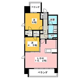 S-RESIDENCE茶屋ヶ坂EAST 2LDKの間取図画像