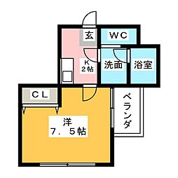 WHOUSE 1Kの間取図画像