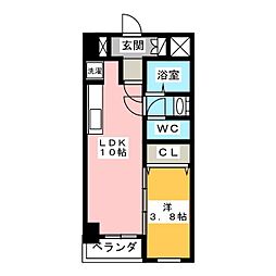 フロリアードもとやま 1LDKの間取図画像