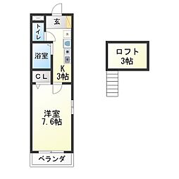 シャノワール 1Kの間取図画像