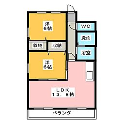 ベルホワイト 2LDKの間取図画像