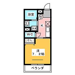 サンハイツ東明 1Kの間取図画像