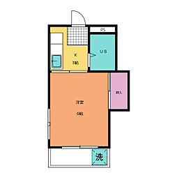 まみヨコイ 2階1Kの間取り