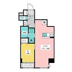 THE BLOSSOM 新栄 8階1LDKの間取り