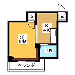 太田ハイツ 4階1Kの間取り