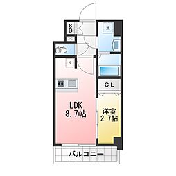 名古屋市中区新栄2丁目マンション 1LDKの間取図画像