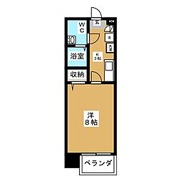 プレサンスmiu新栄 ワンルームの間取図画像