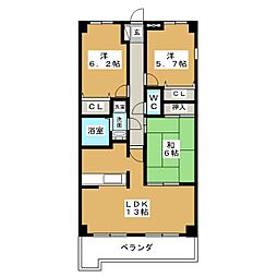 覚王山センタービル 3LDKの間取図画像