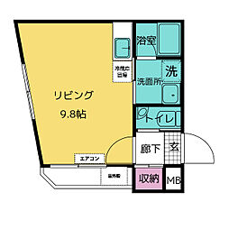 Wakaba-Sou和 ワンルームの間取図画像