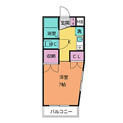 小町マンション車道 1Kの間取図画像